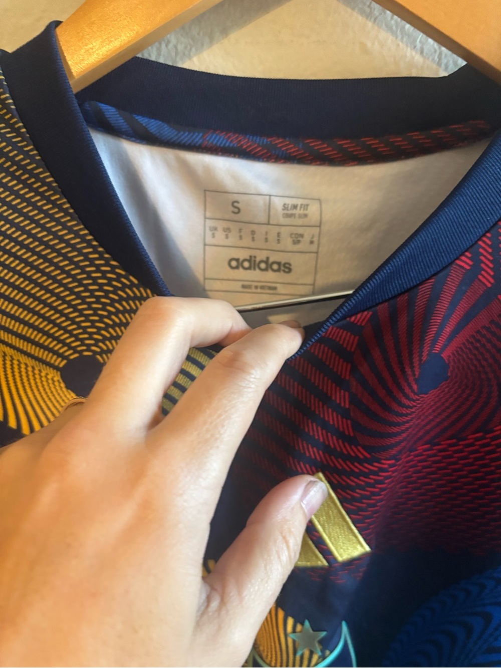 adidas  Navy Blue Gold Red Graphic Soccer Jersey - Picture 3 of 6